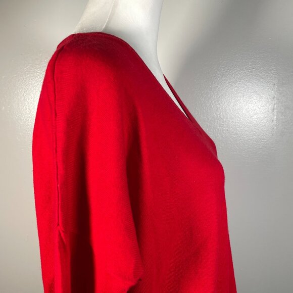 Express Red V Neck Tight Knit Zip Front Long Sleeve Pullover Sweater SP - Picture 11 of 13
